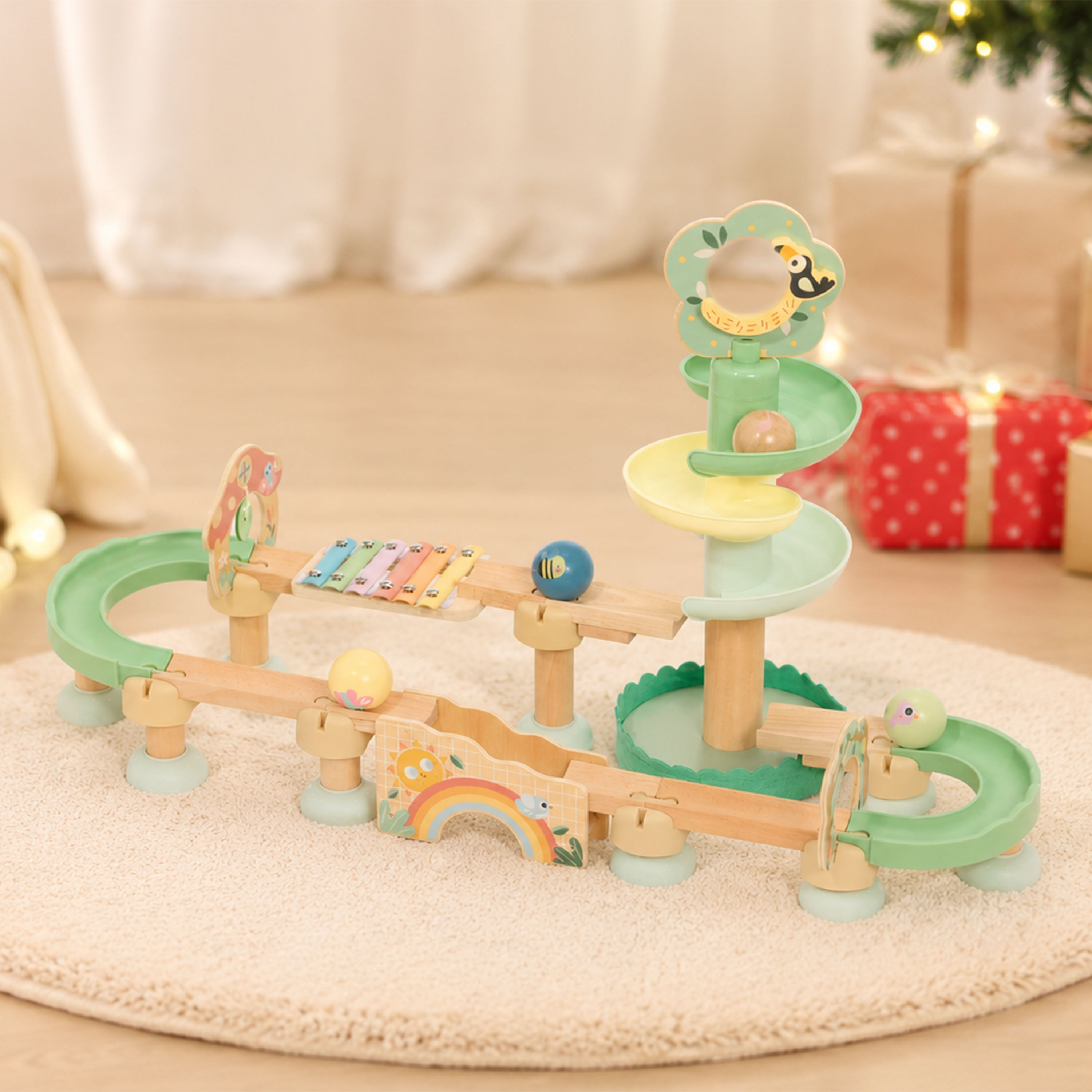 Baby Houten Knikkerbaan – Pastel Groen