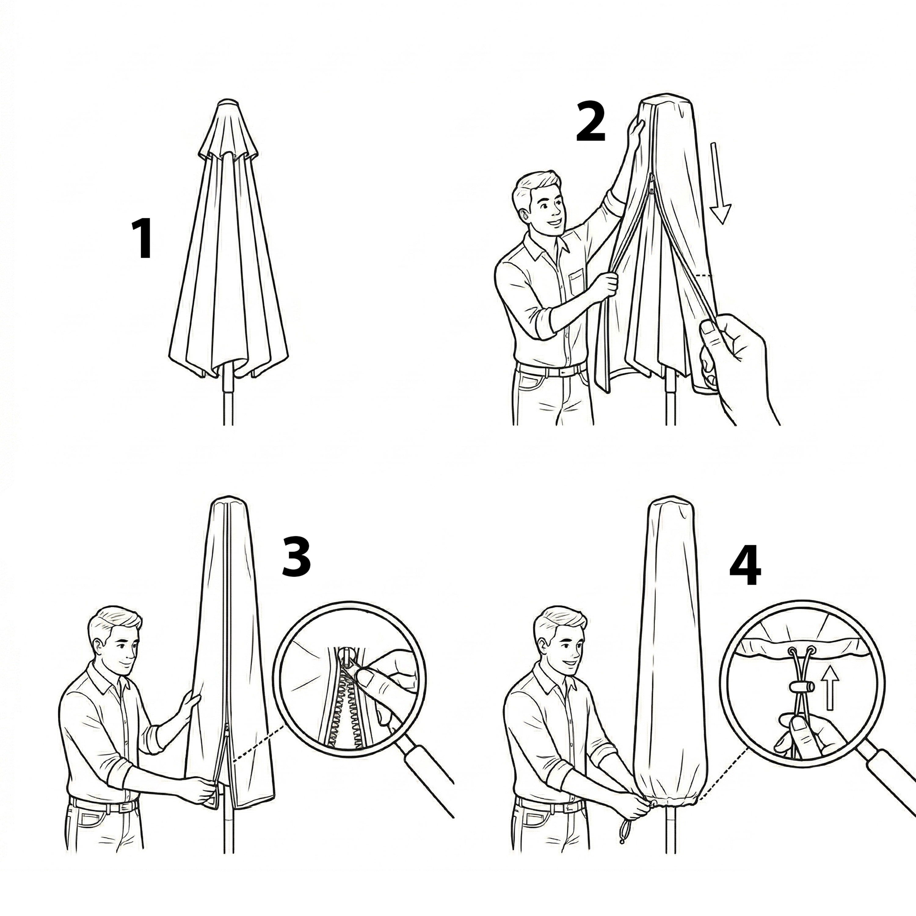 Zweefparasol Hoes L196 - Ø 300cm Zwart