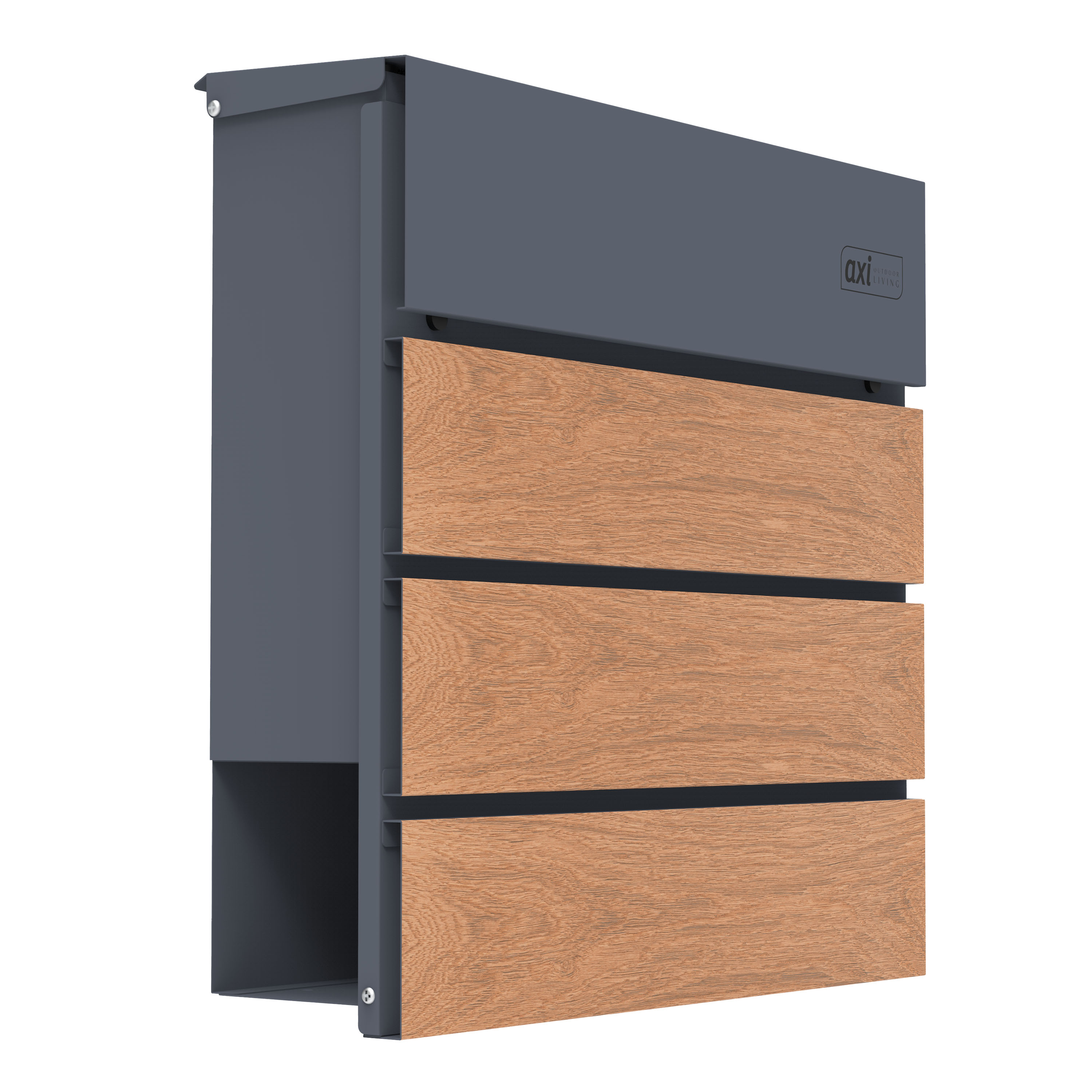 Jake Brievenbus van Metaal Antraciet/Houtlook