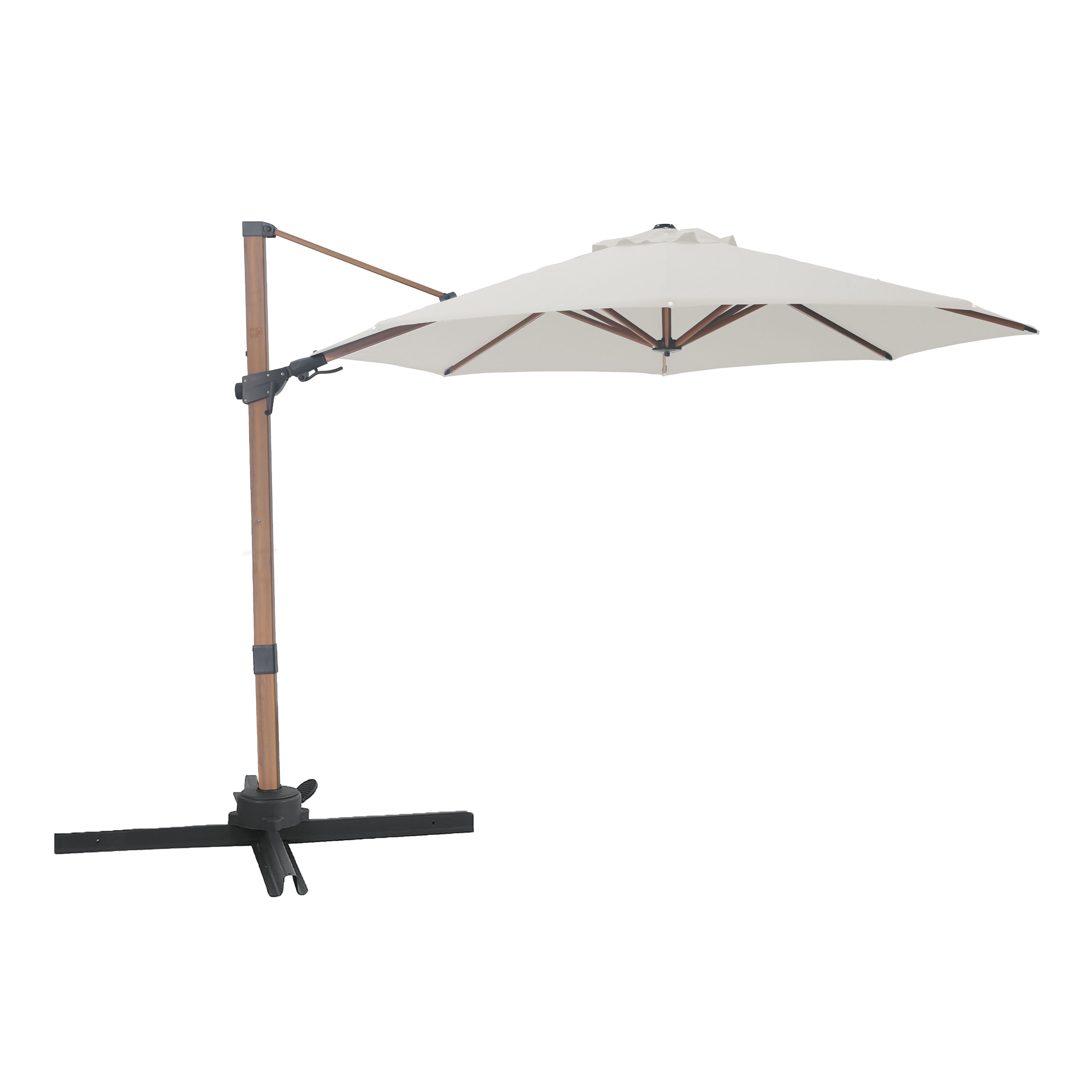Solis Zweefparasol Ø 300cm Houtlook/beige