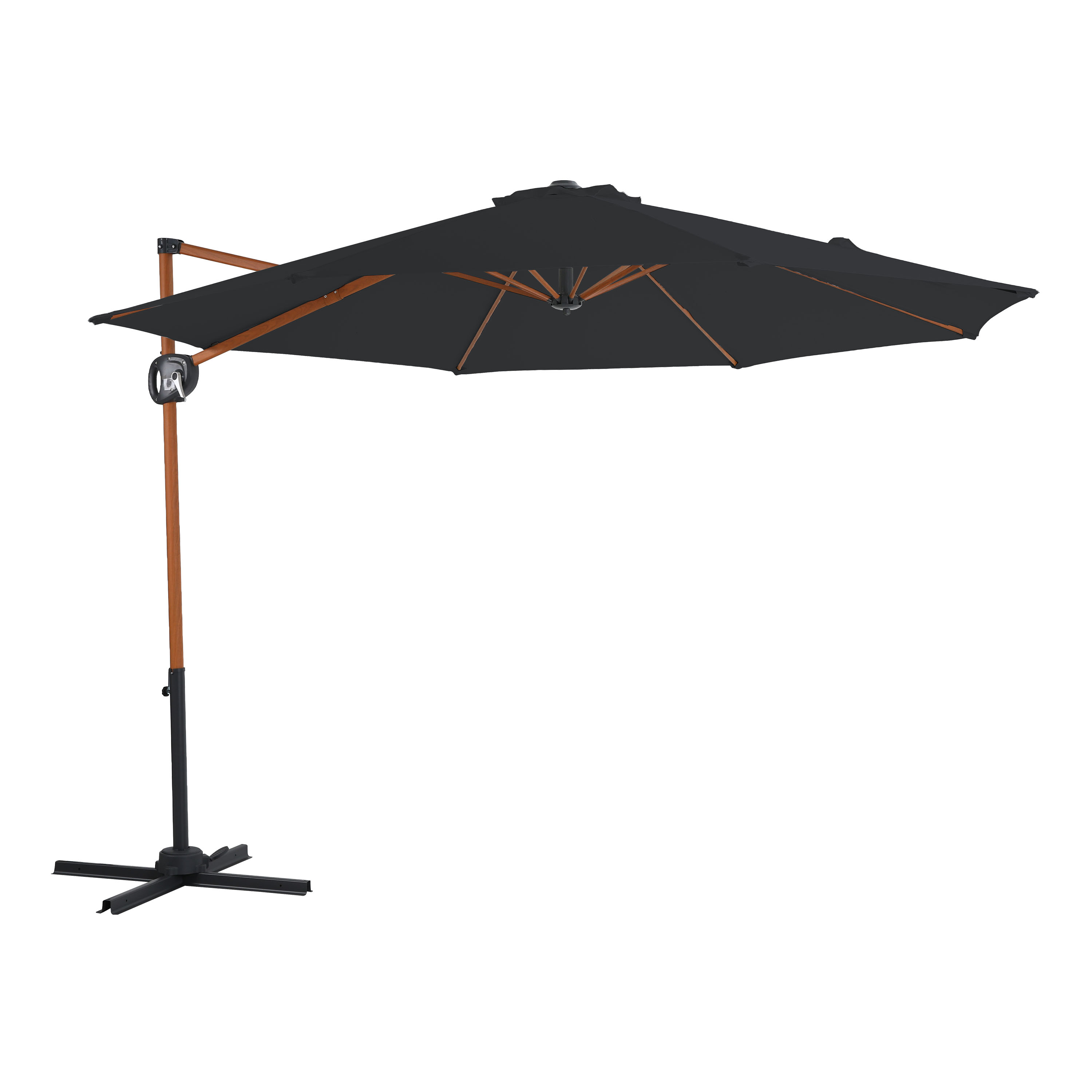 Solea Zweefparasol Ø 300cm Houtlook/grijs