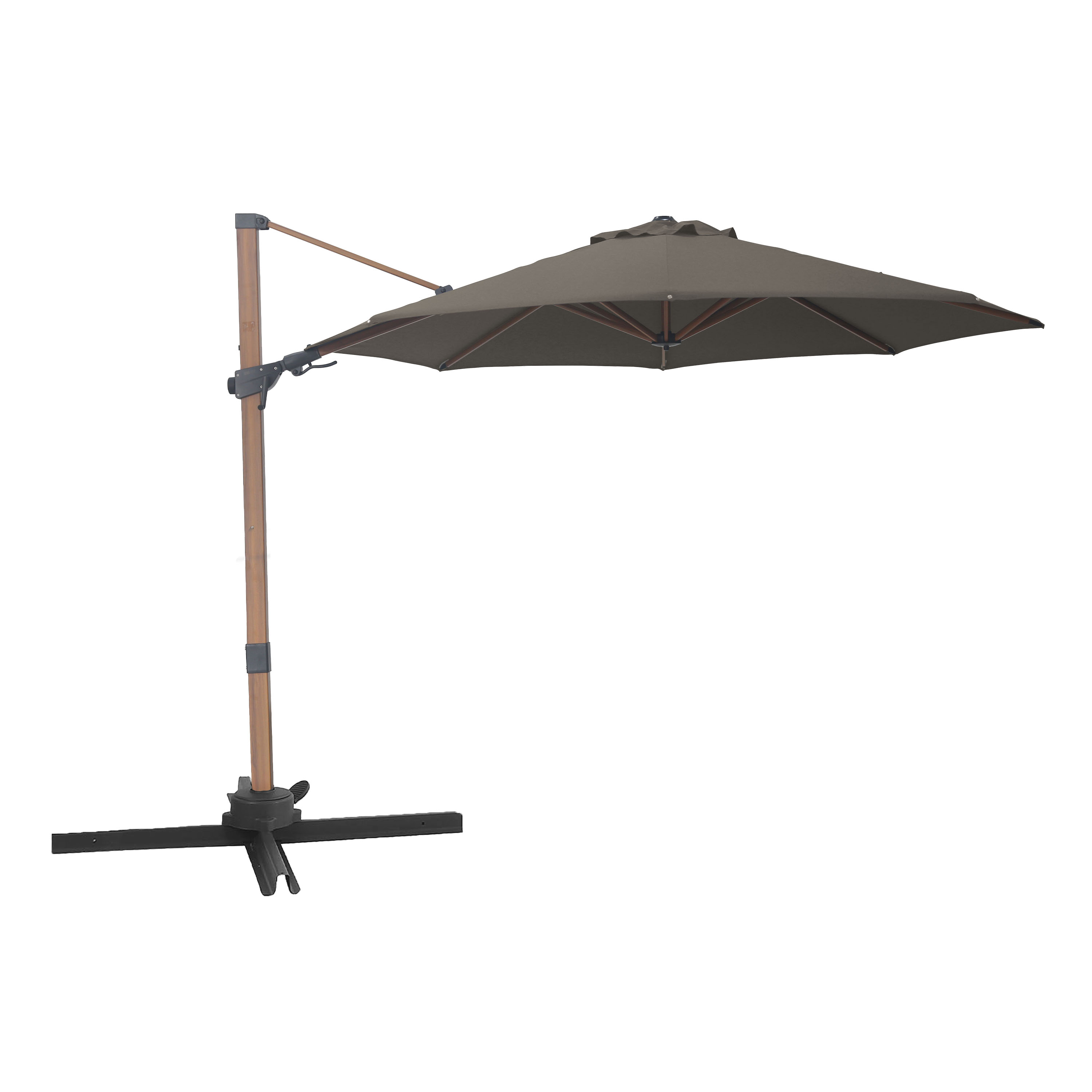 Solis Zweefparasol Ø 300cm Houtlook/taupe