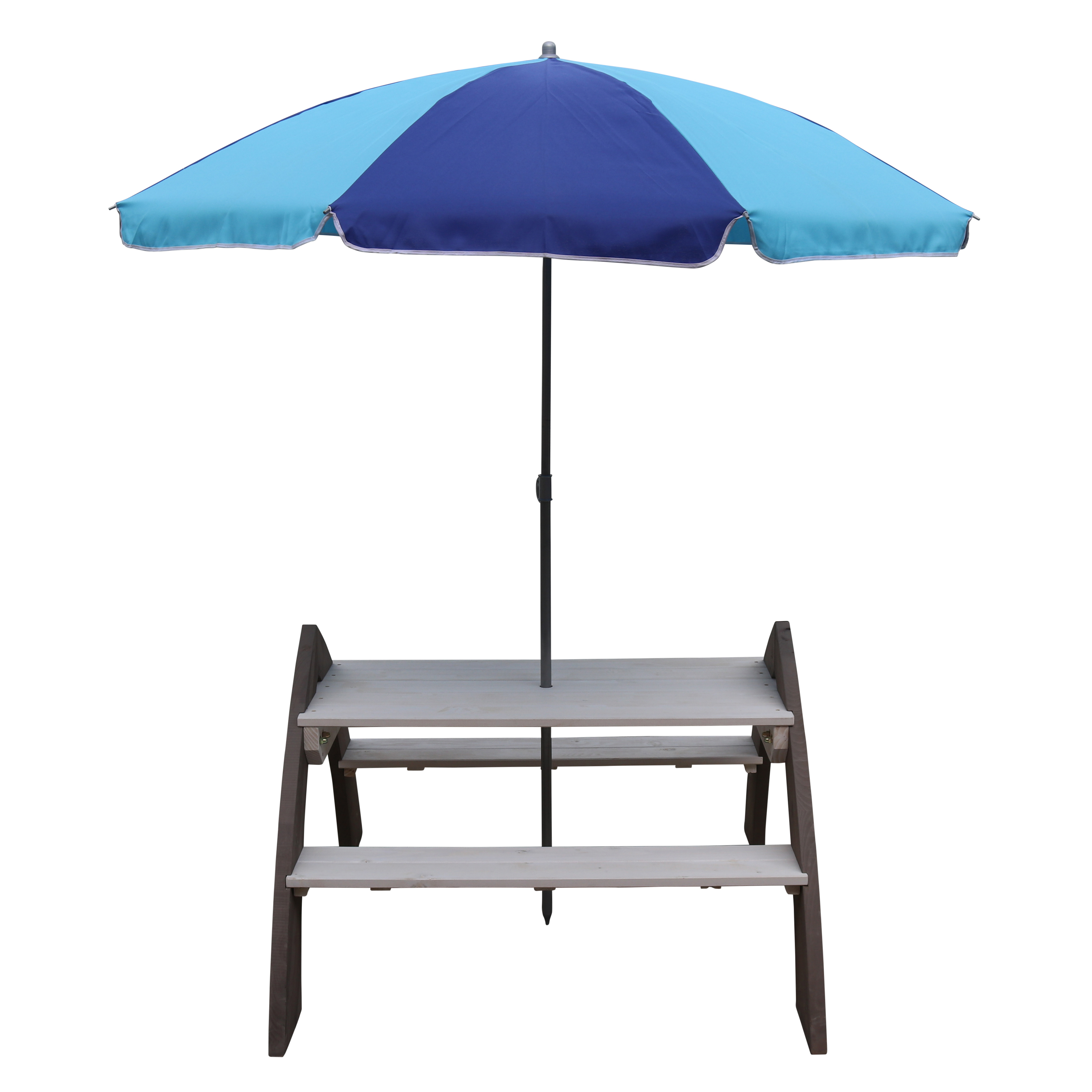 Kylo Picknicktafel Grijs/wit - Parasol Blauw
