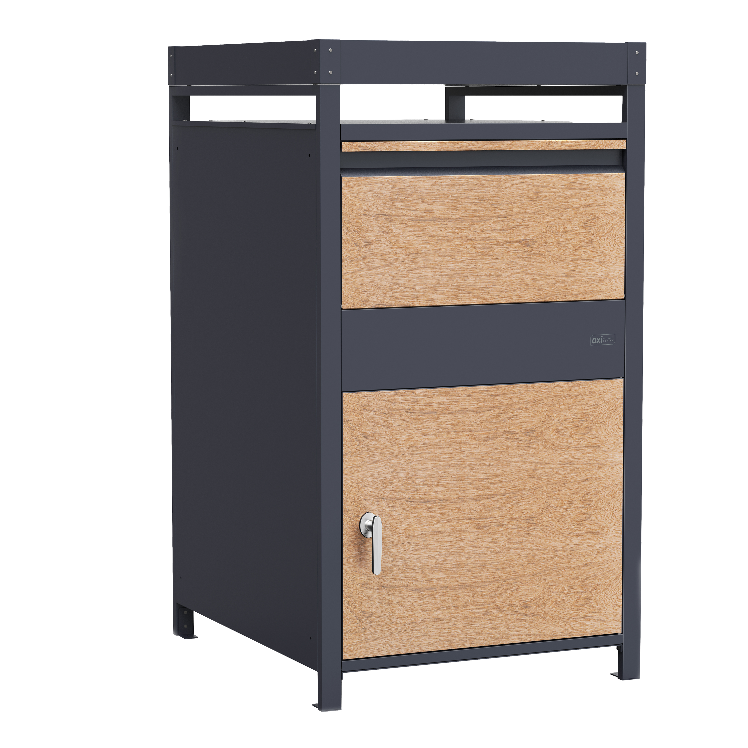 Louis Pakketbrievenbus van Metaal Antraciet/Houtlook