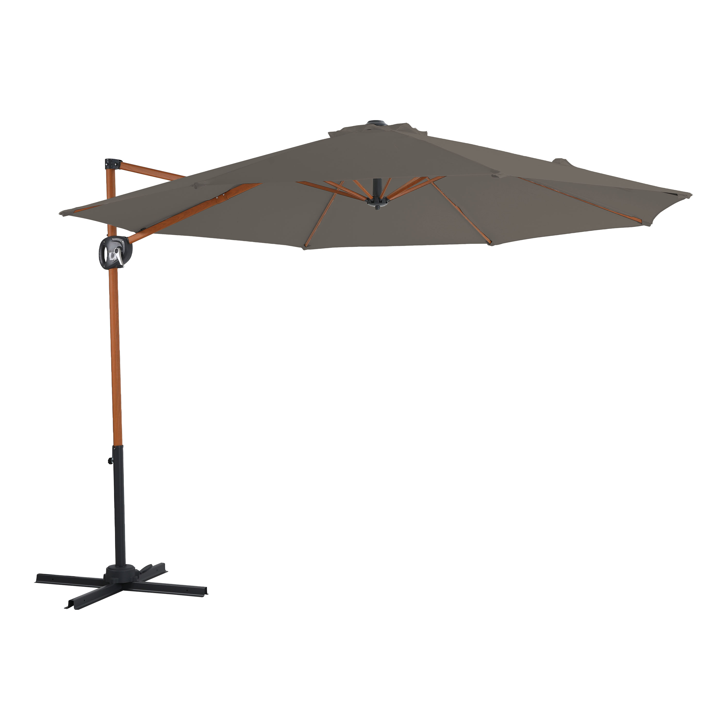 Solea Zweefparasol Ø 300cm Houtlook/taupe