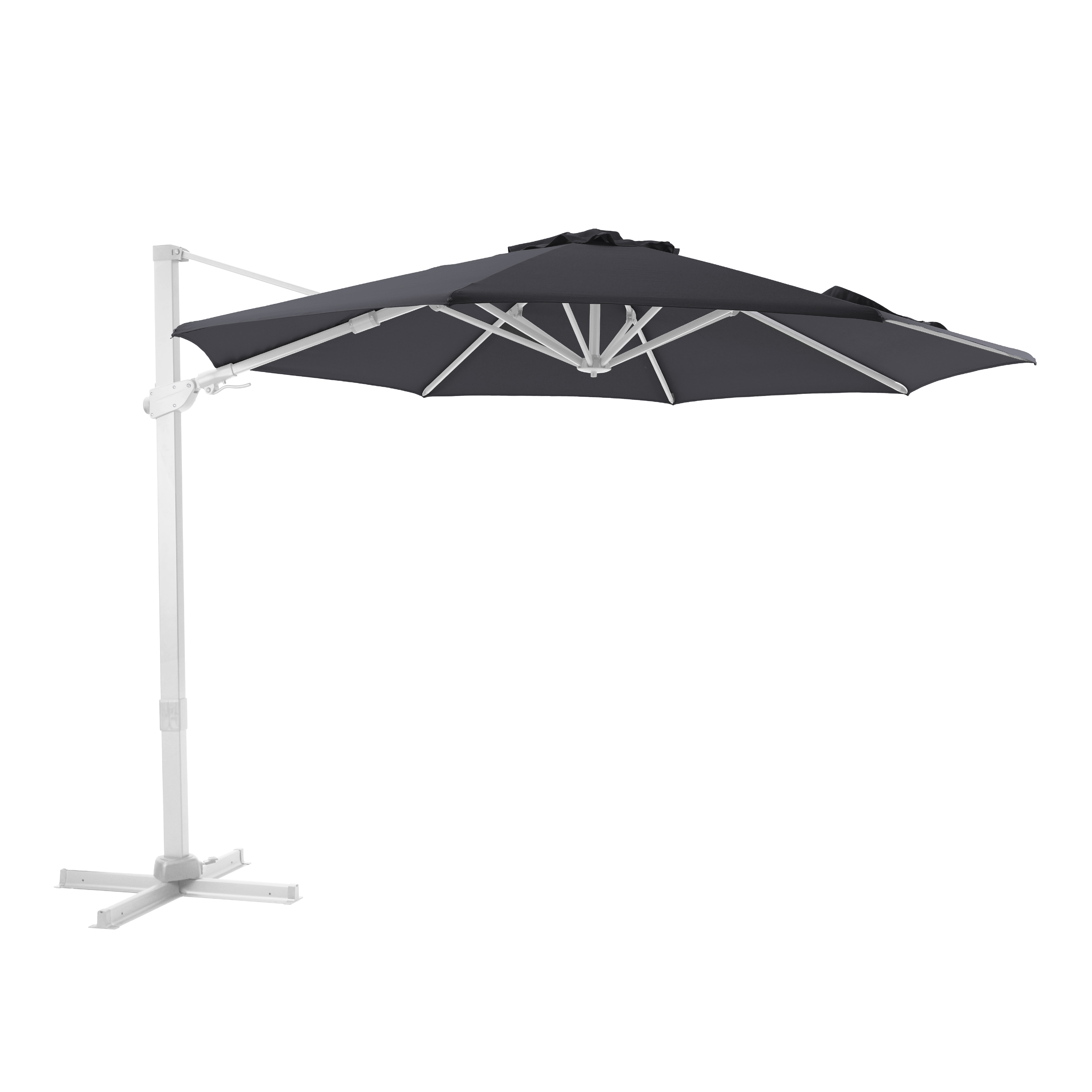 Cyrus Premium Zweefparasol Ø 300cm Wit/grijs
