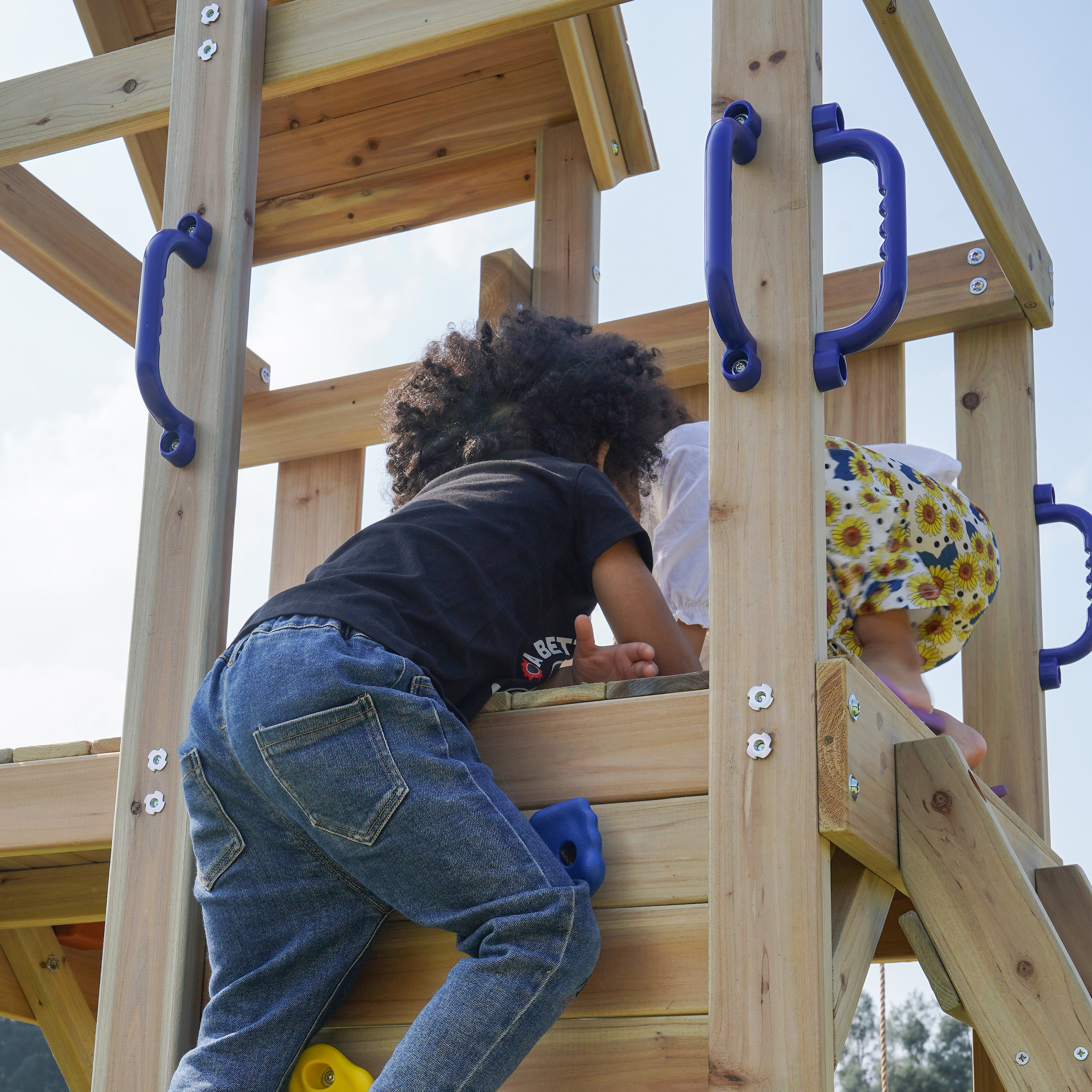 Moos Speeltoestel met Dubbele Schommel en Touwladder Bruin -