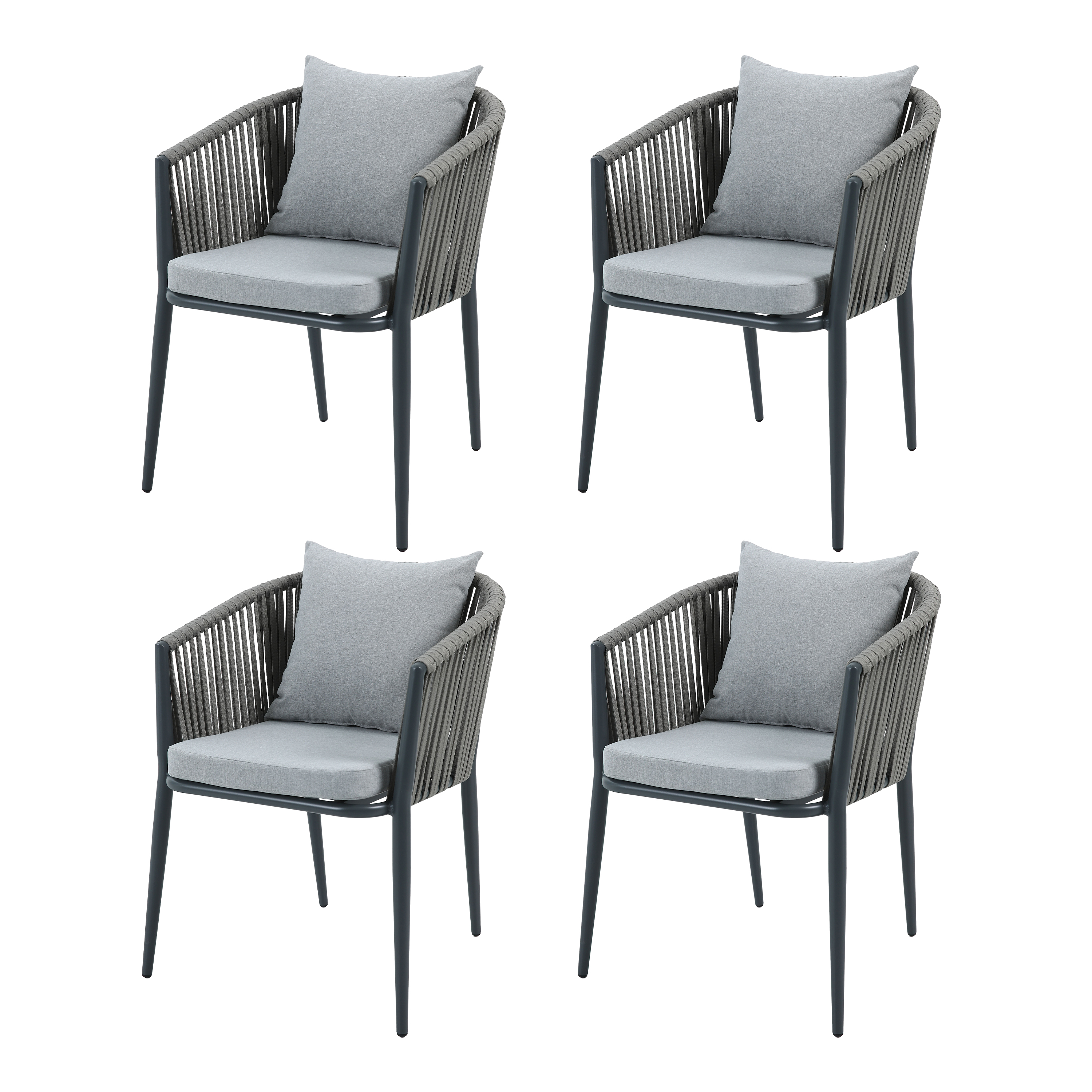 Faye Stoelen Antraciet – Set 4 stuks