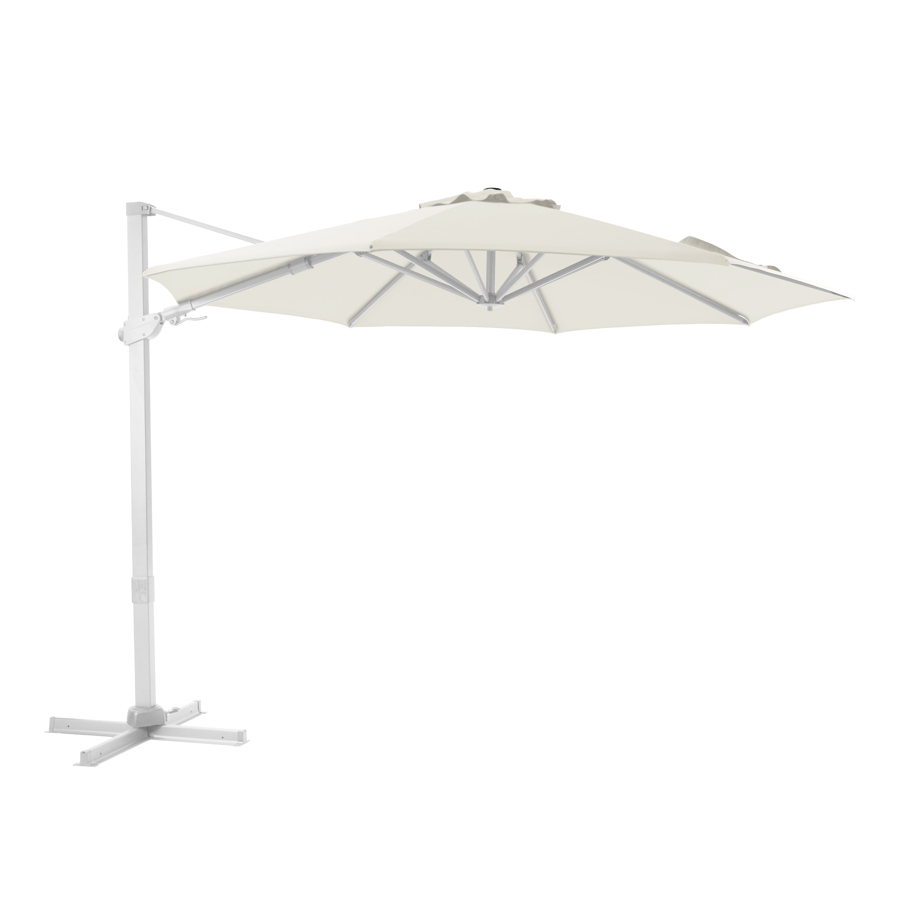 Cyrus Premium Zweefparasol Ø 300cm Wit/Beige