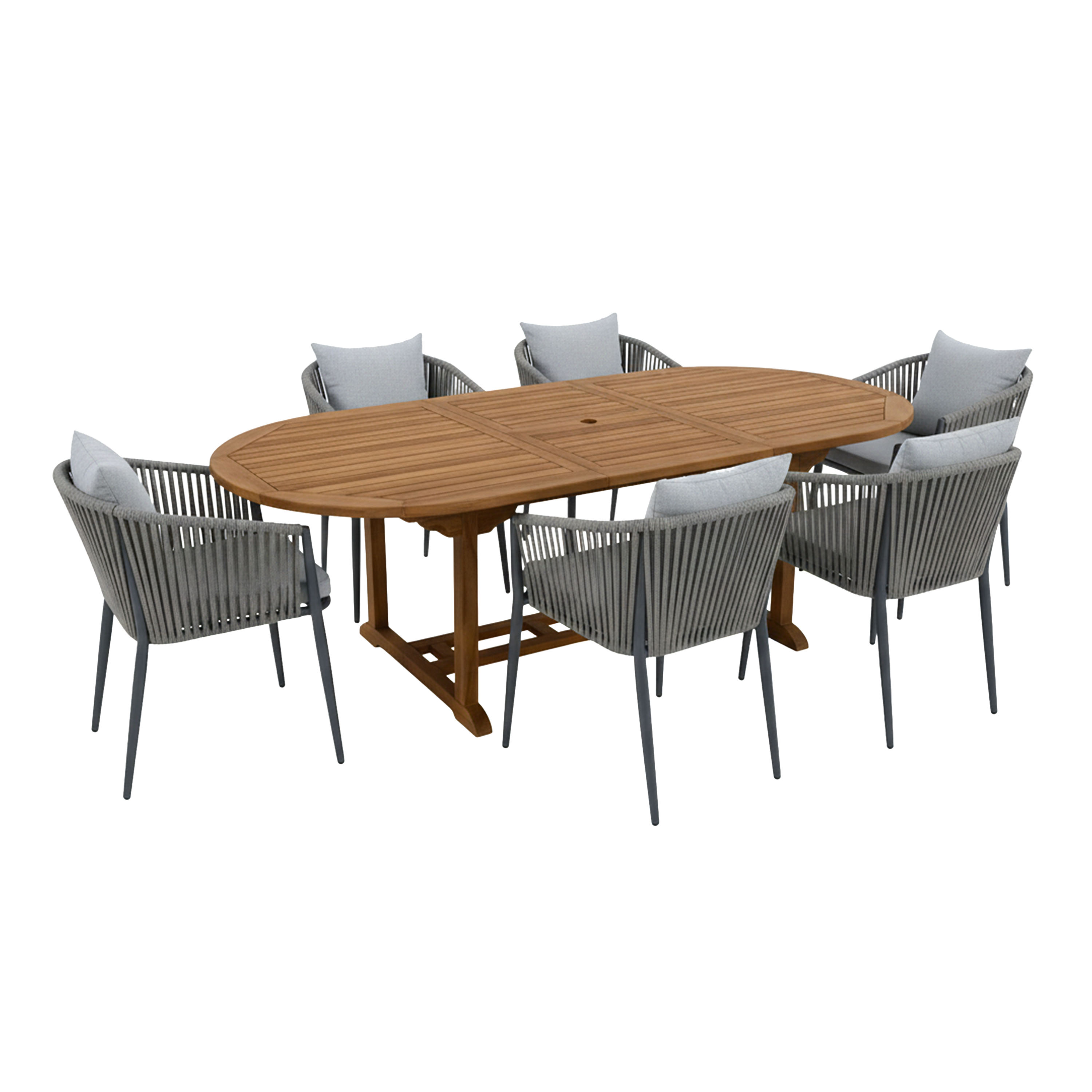 Marzi/Faye 180-240 cm Dining Tuinset 7-delig Teak/Antraciet