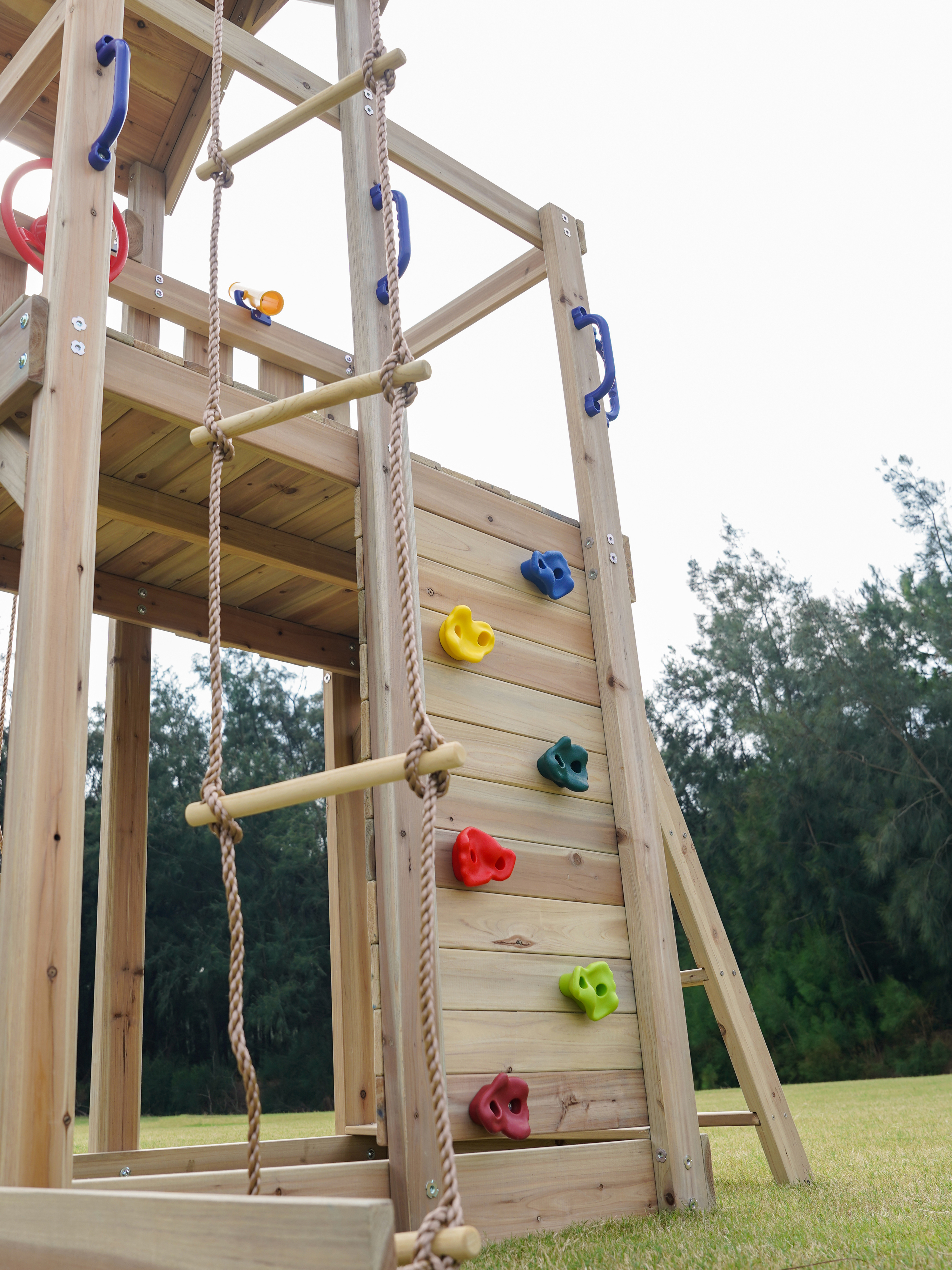 Moos Speeltoestel met Dubbele Schommel en Touwladder Bruin -