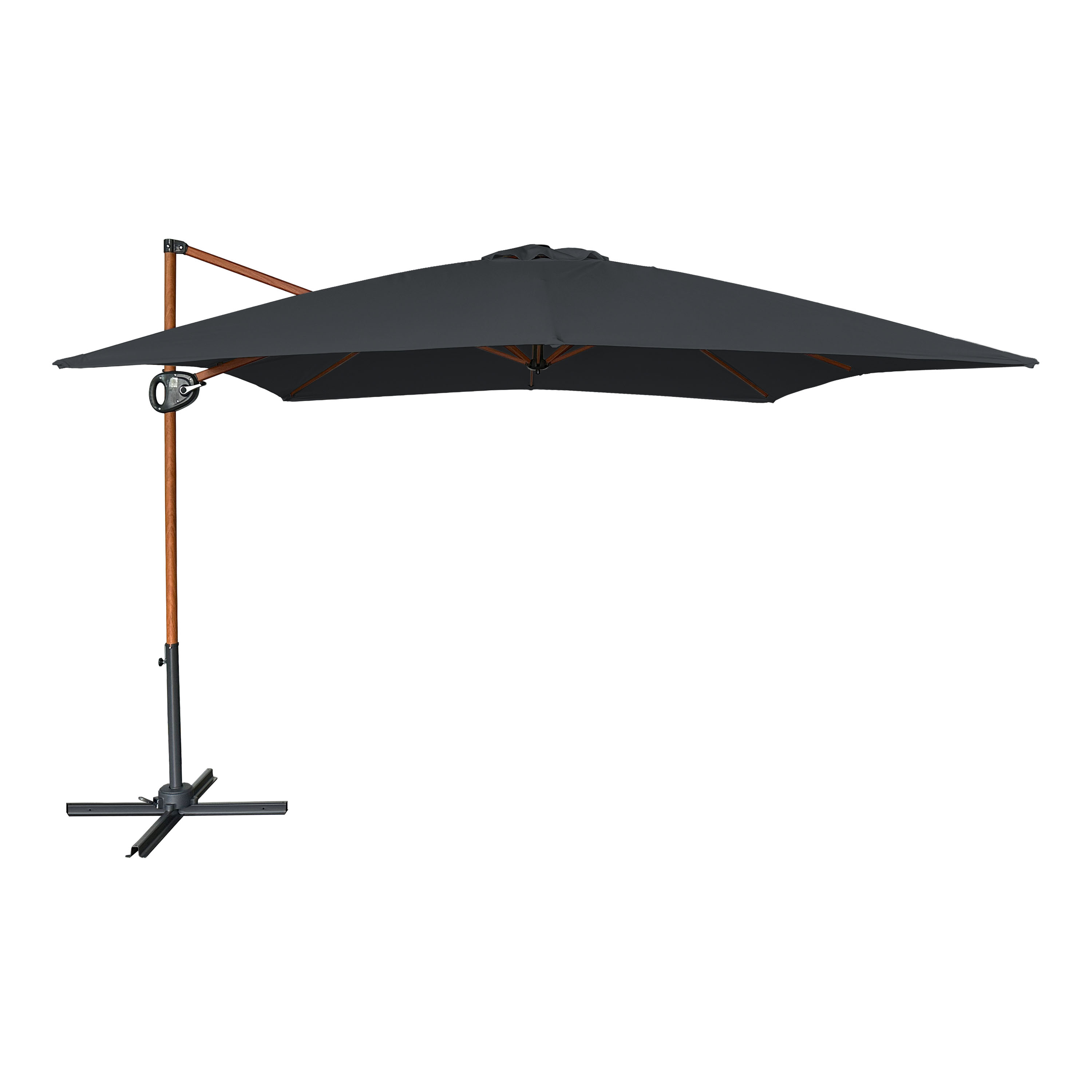Mira Zweefparasol 300x300cm Houtlook/grijs
