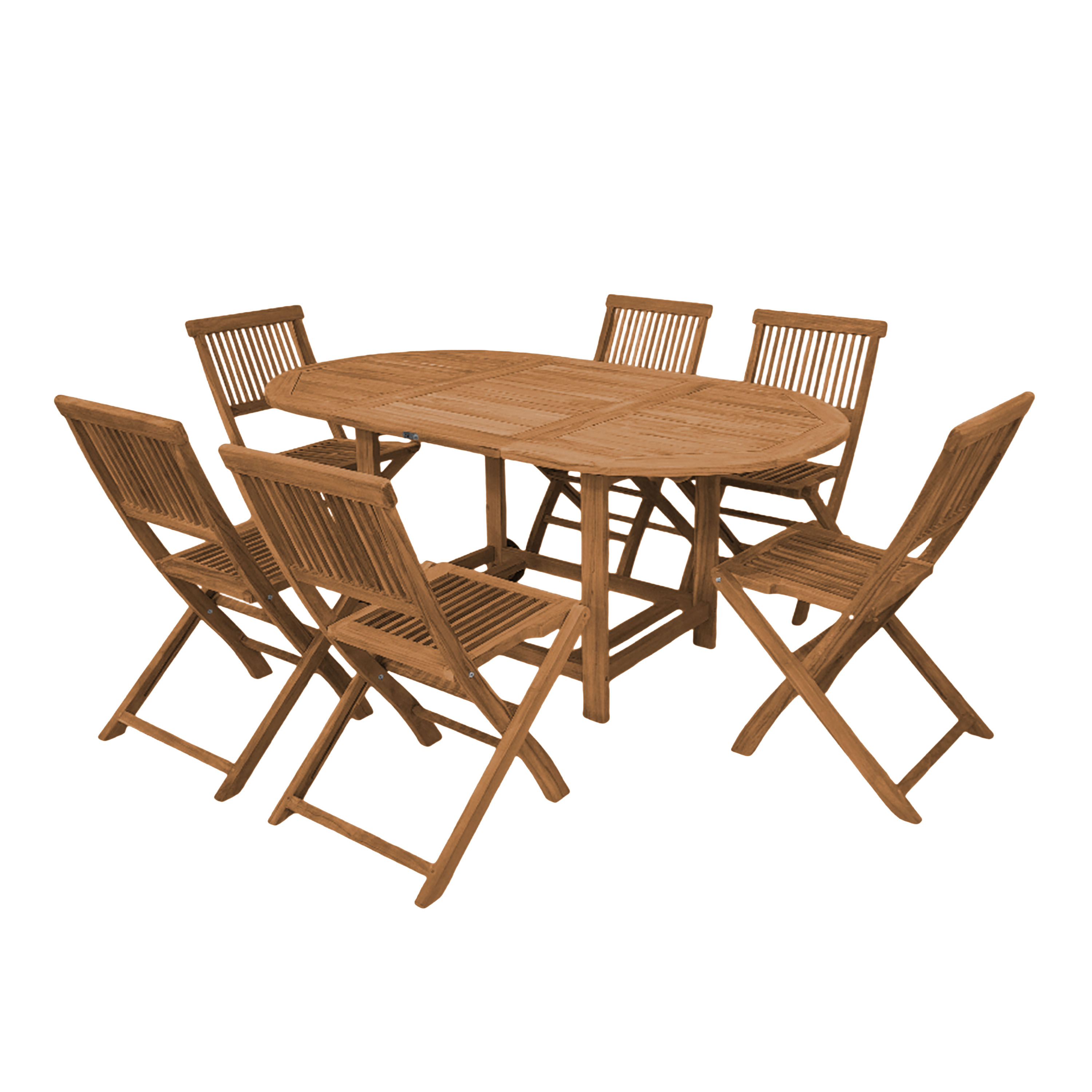Jadi Teak opklapbare Tuinset met 6 Stoelen