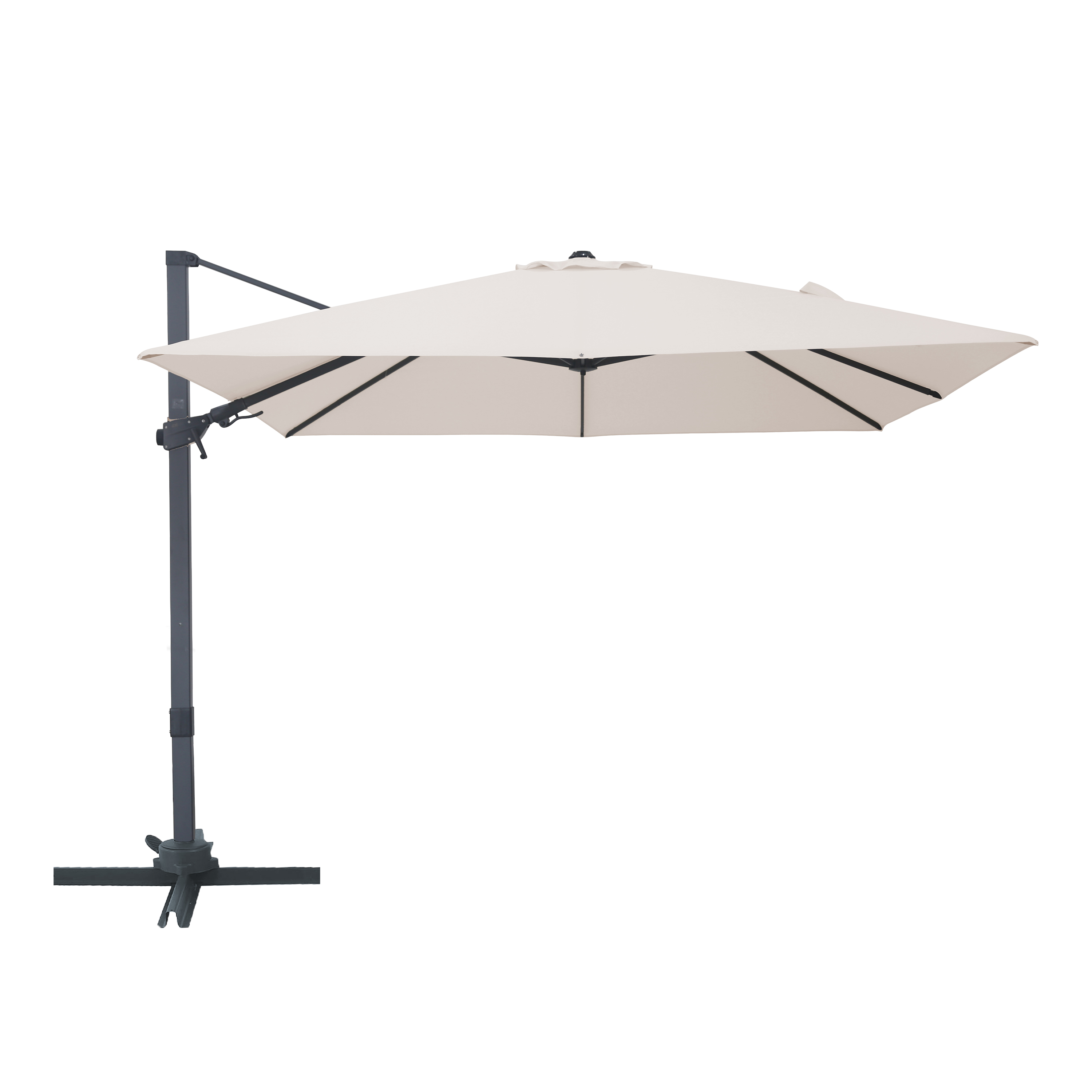 Alina Zweefparasol 300x300cm Antraciet/beige