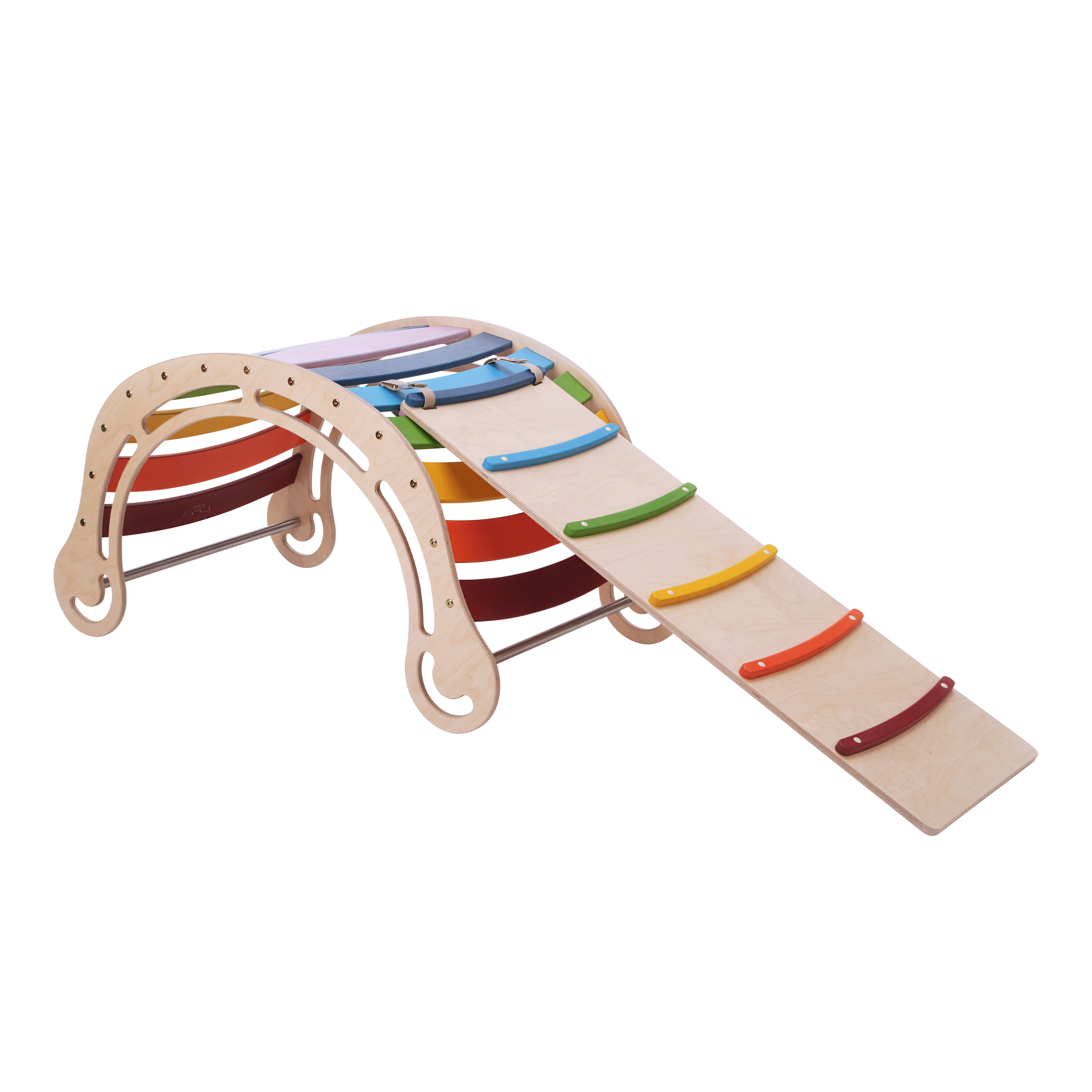 Houten XXL Rocker met Klimwand Regenboog
