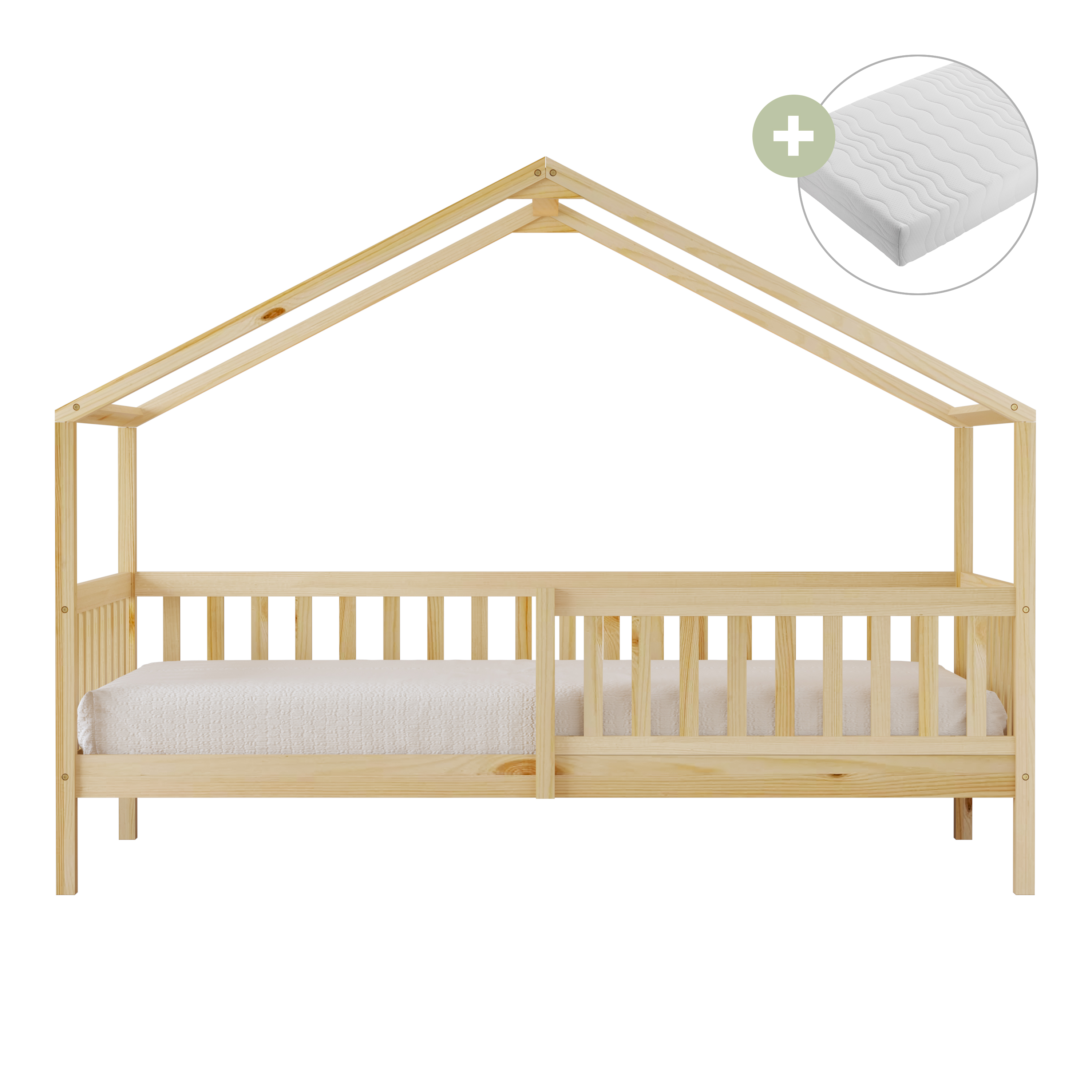 Kae Bedhuisje met Uitvalbeveiliging Naturel – Med Matras