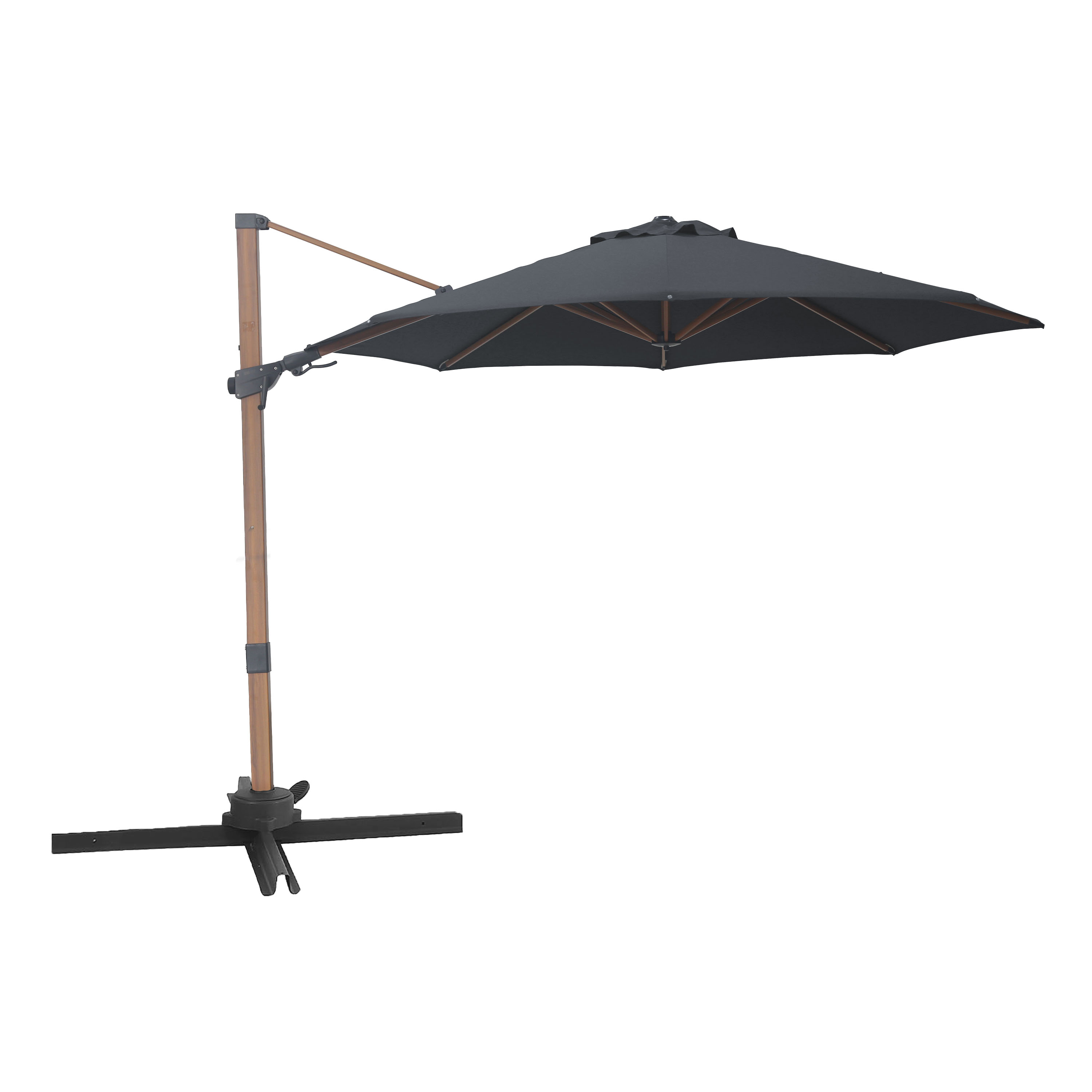 Solis Zweefparasol Ø 300cm Houtlook/grijs