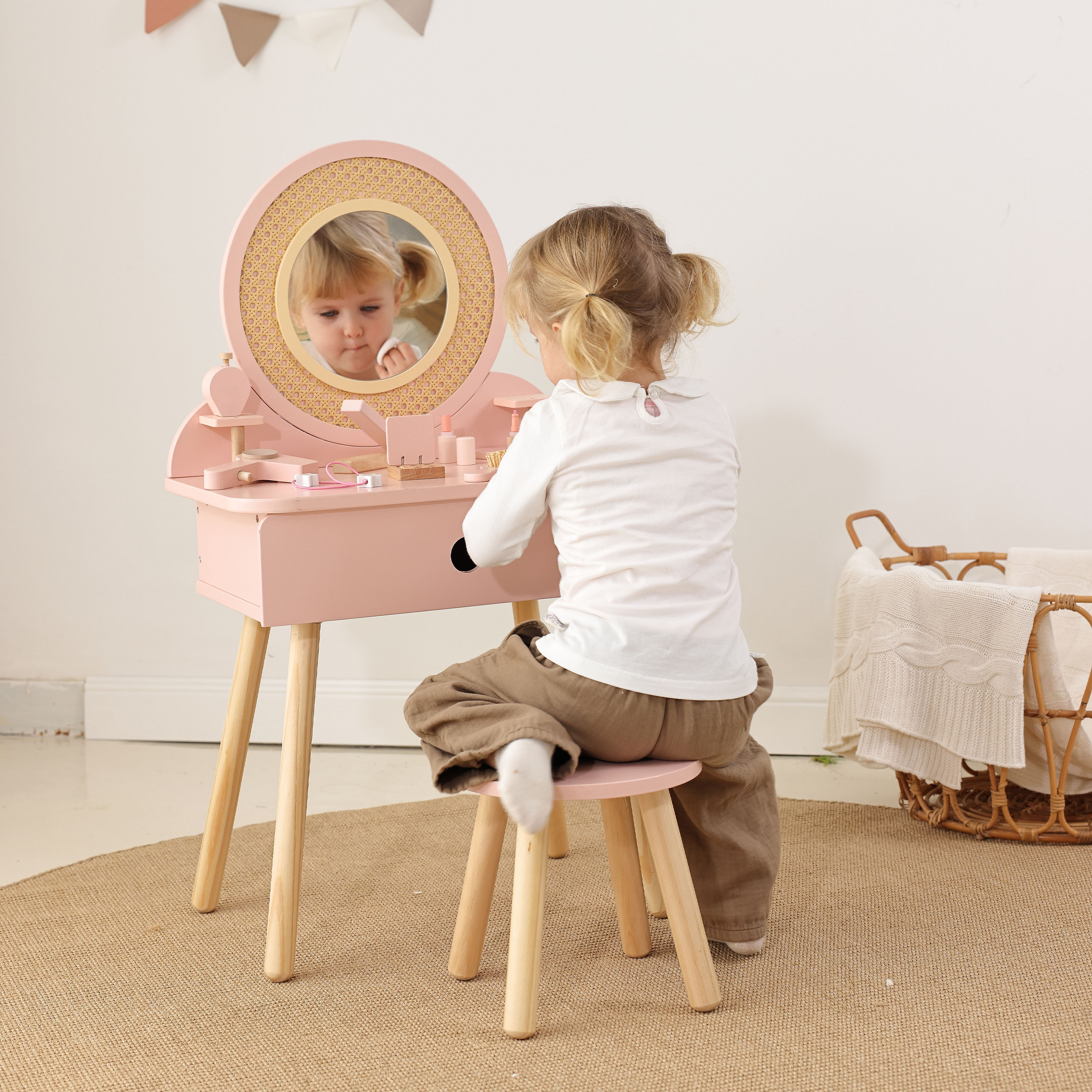 Houten Kaptafel in Rotanlook