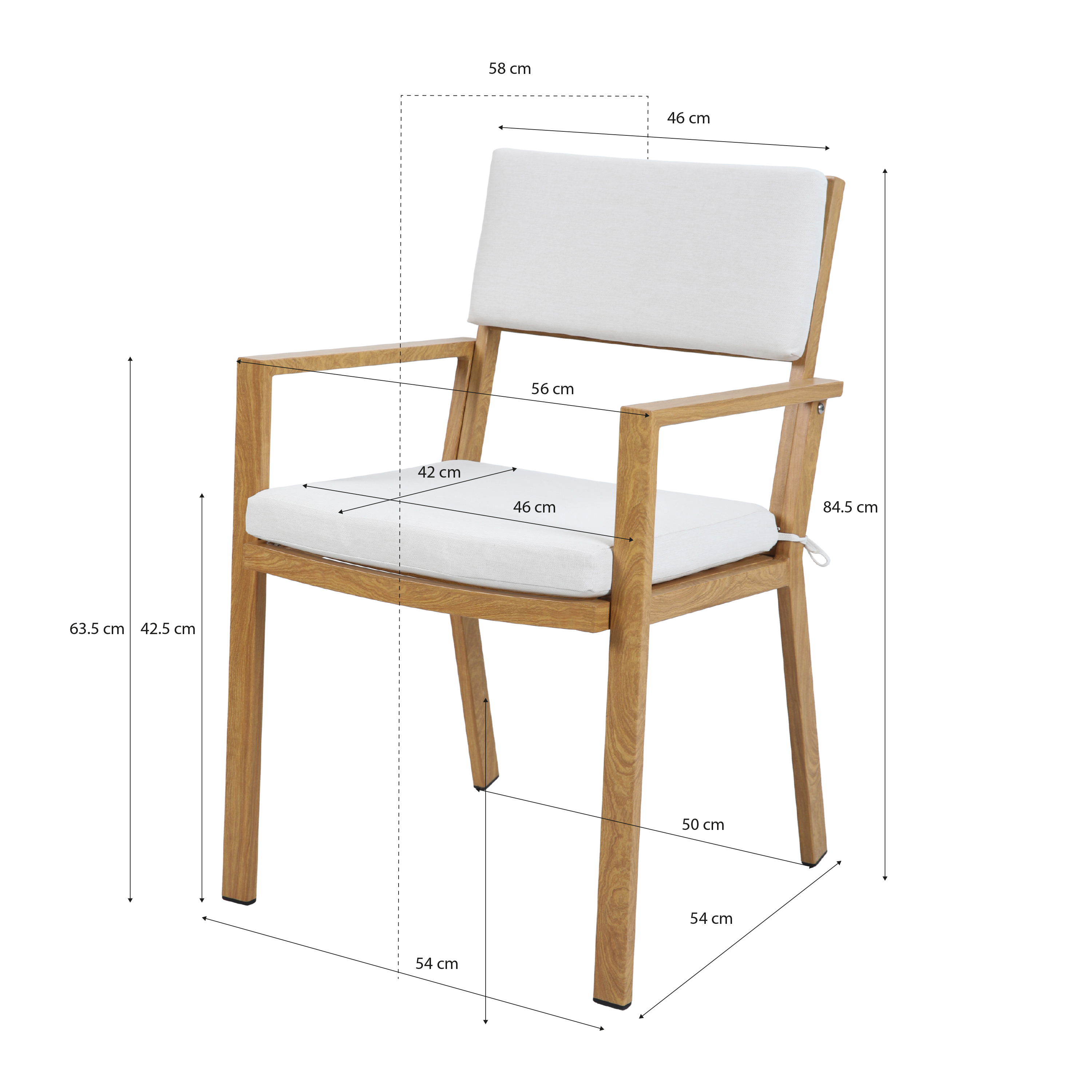 Jada Tuinset met 6 stoelen Houtlook/beige