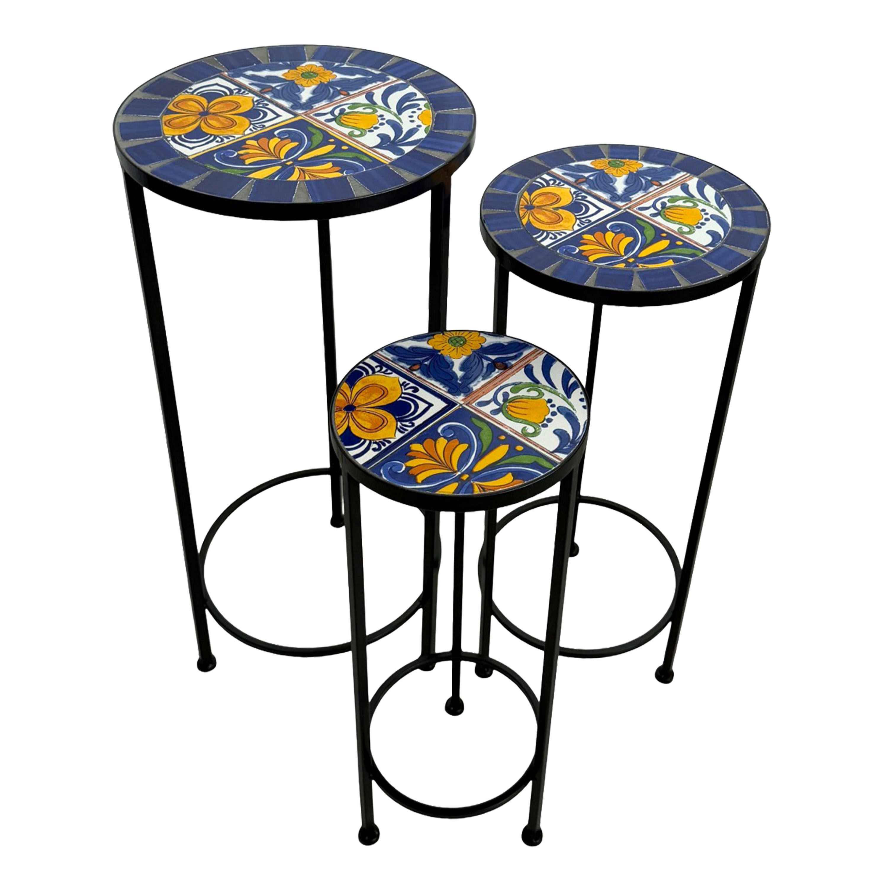 Lola Mozaïek Plantentafel Mediterrane stijl Blauw/geel - Set