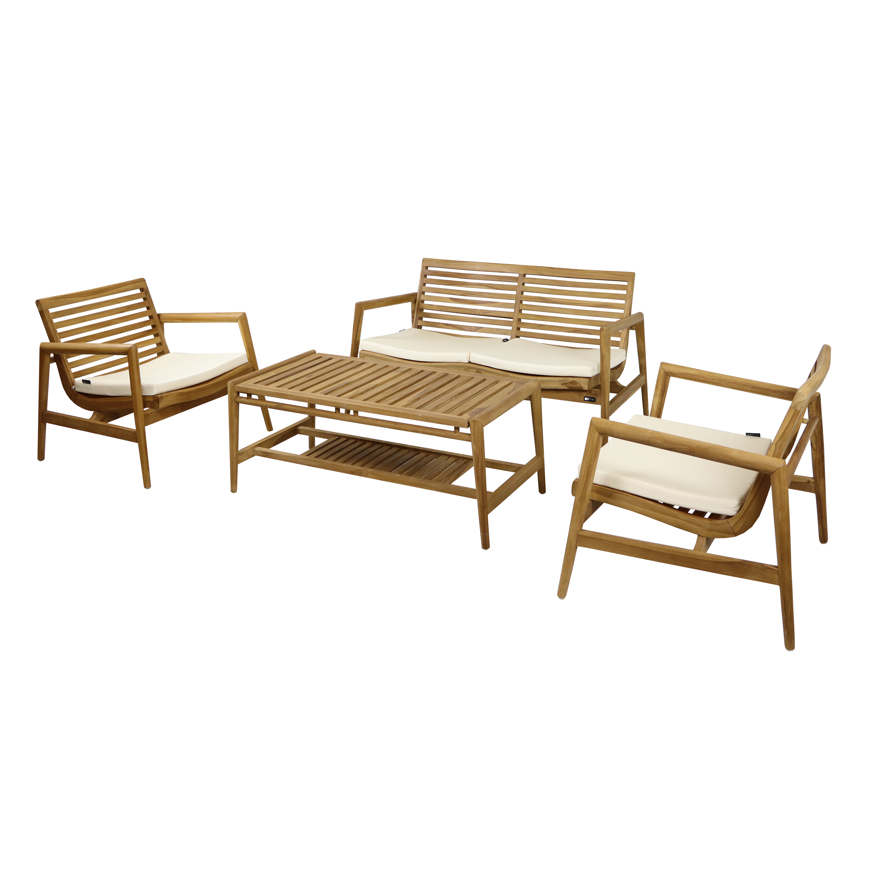 June Loungeset  Teak/crème