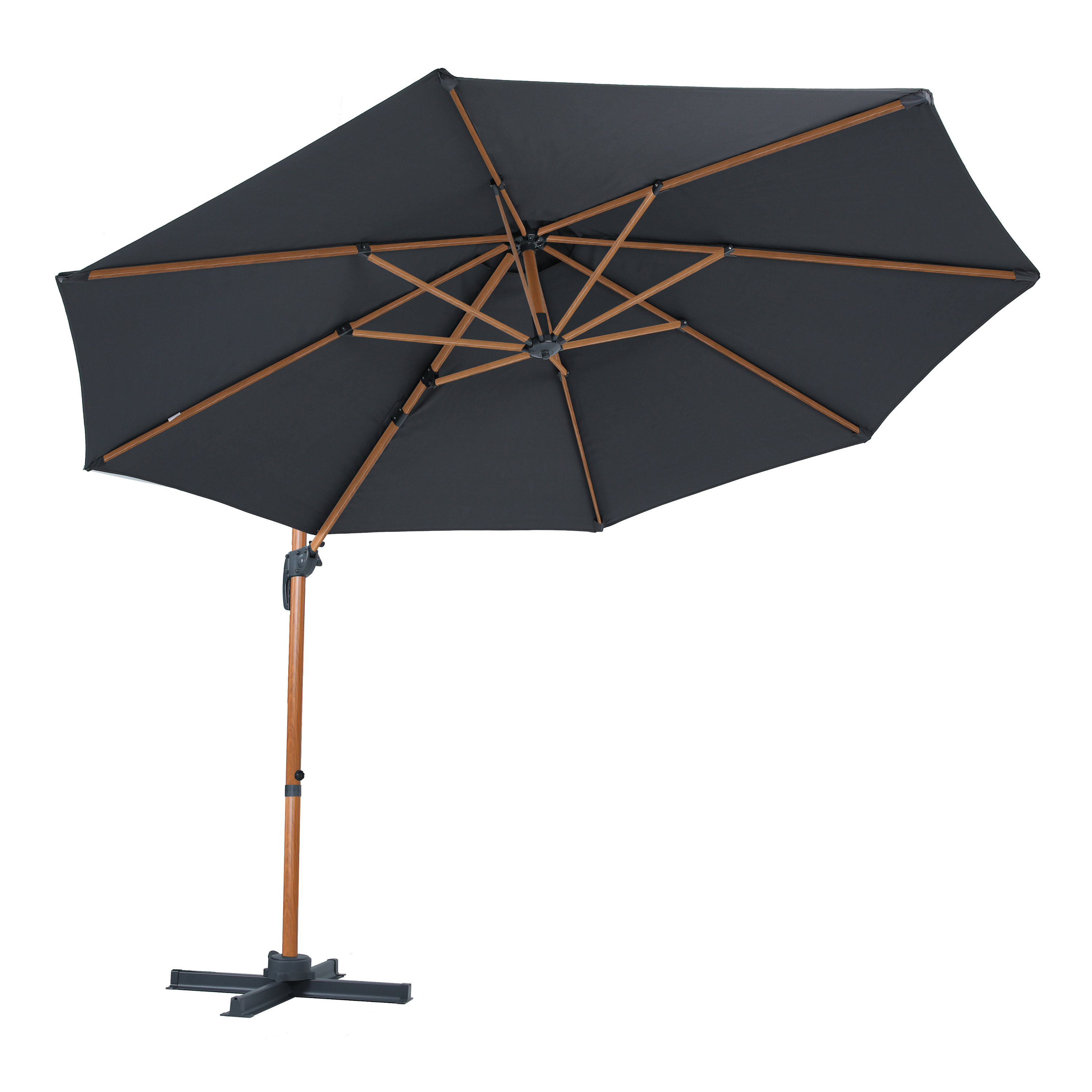 Marisol Zweefparasol Ø 300cm Houtlook/grijs