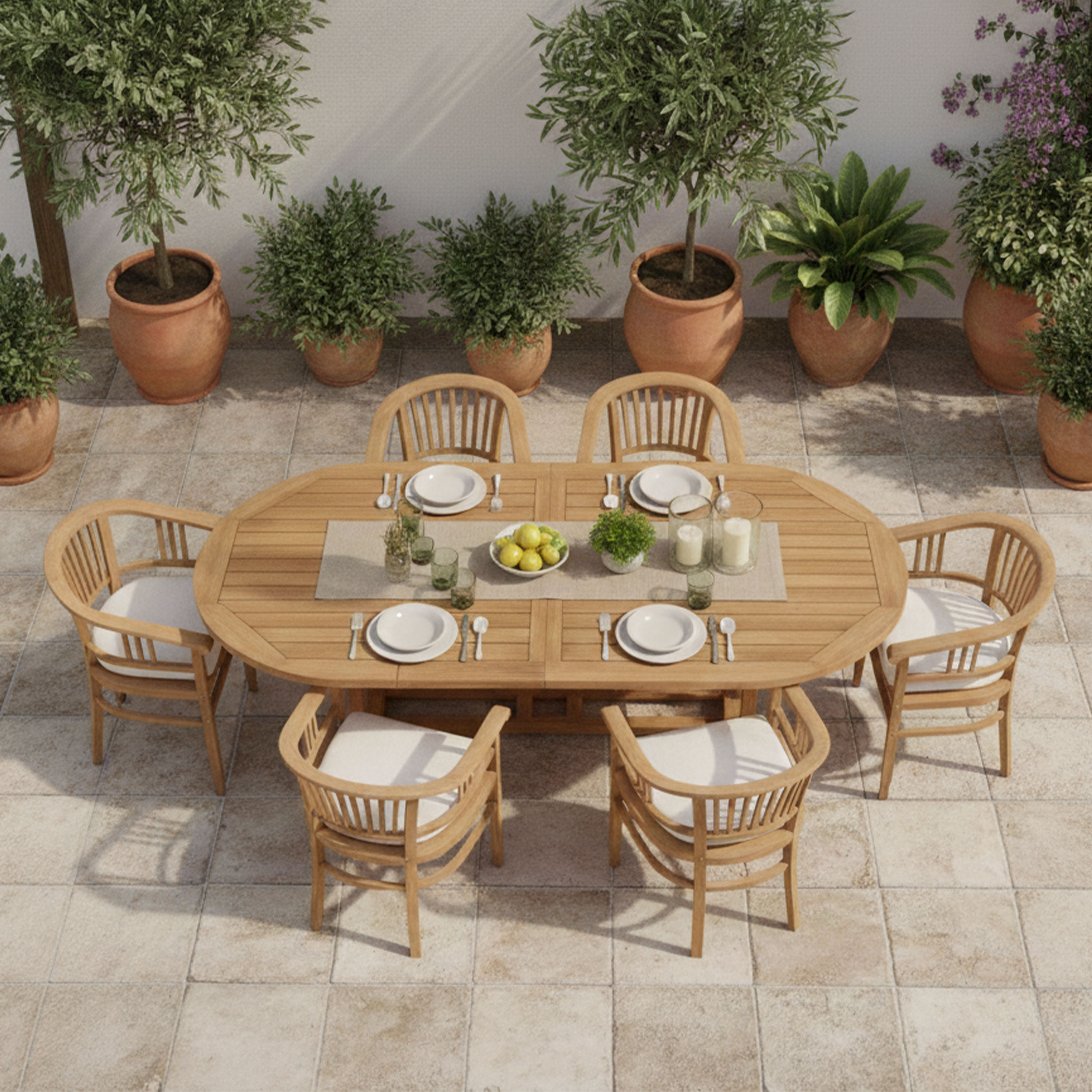 Marzi/Talia 180-240 cm Dining Tuinset 7-delig Teak