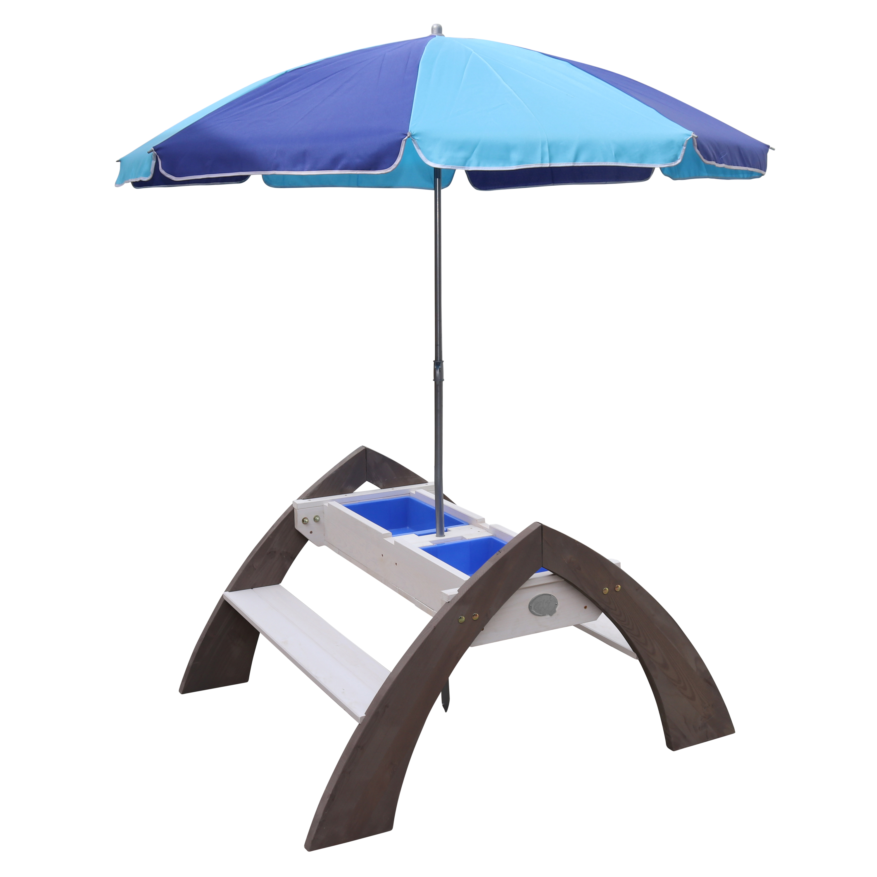 Delta Zand & Water Picknicktafel Grijs/wit - Parasol Blauw